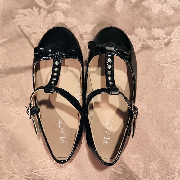 The Children's Place Black Jeweled Ballet Flats Girl Size 9 - Picture 1 of 8
